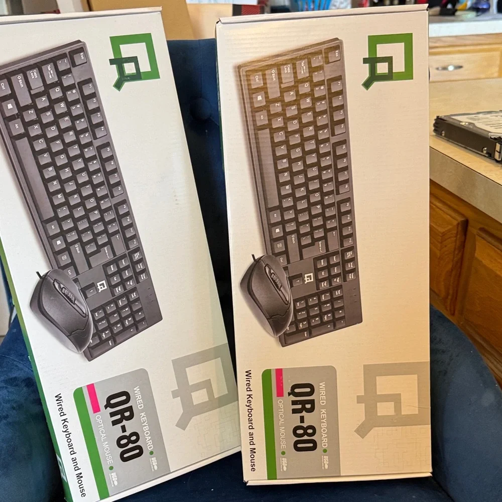 QR-80 Wired Keyboard and Mouse Set - Black
